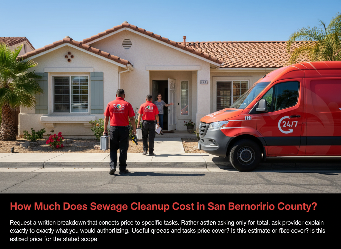What should a sewage cleanup quote include?